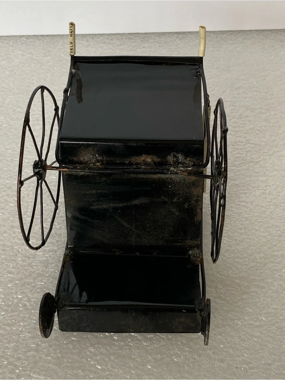 Vintage Dollhouse Accessory Black Metal Wheelchair For Dolls
